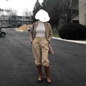 Zara Tan High-Waisted Trousers